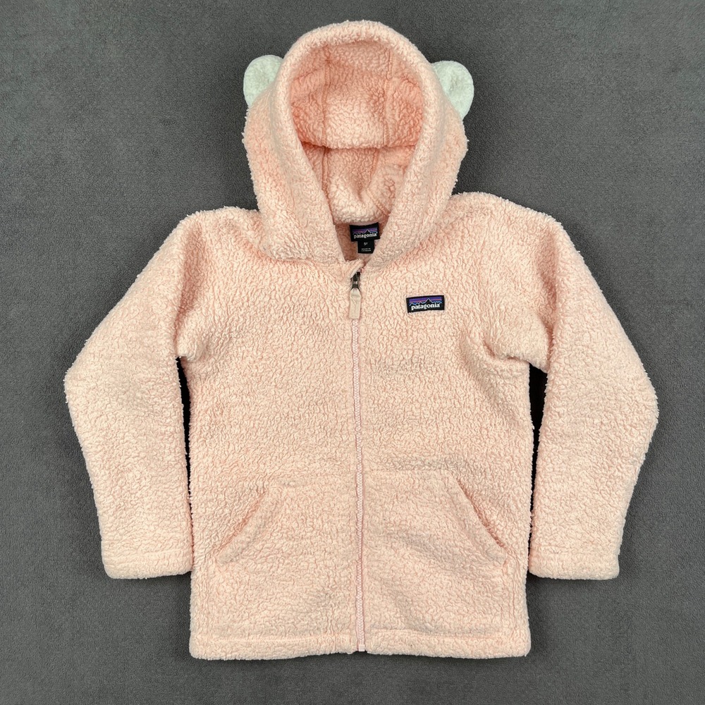 Patagonia Baby Furry Friends Hoody Toddler 5T Pink Bear Ear Full Zip 61155